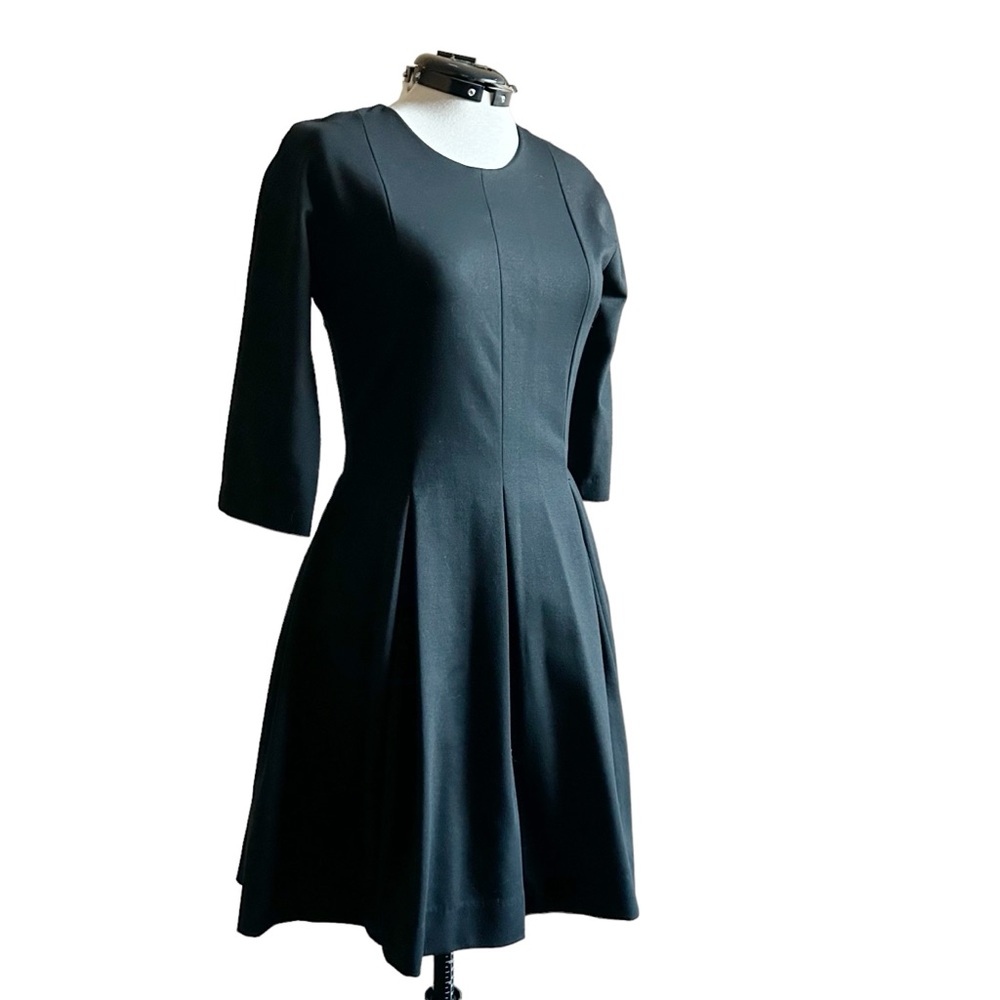 Black ponte knit fit and flare dress, size 2